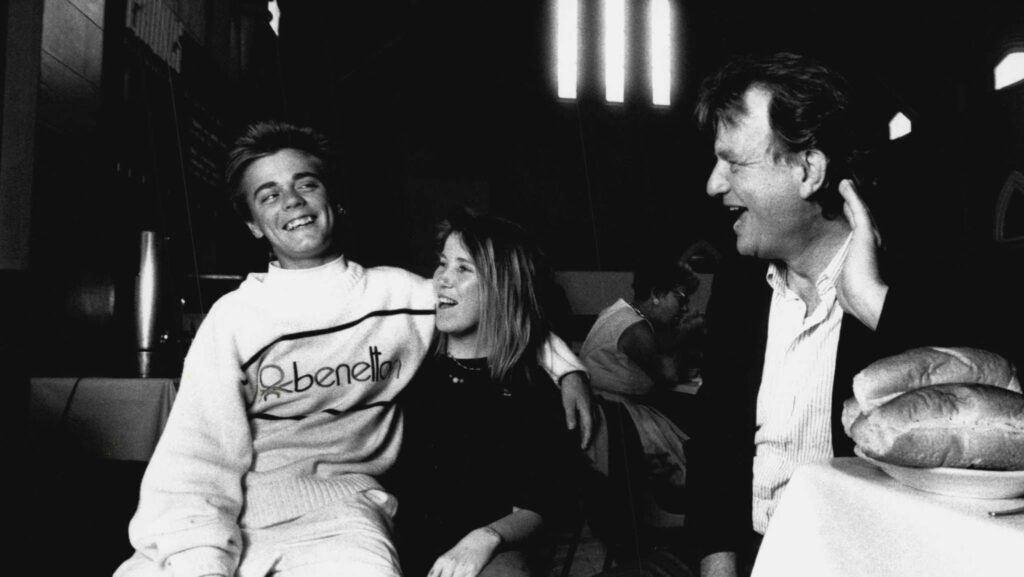 Rev. Bill Crews with homeless teens Wayne, 14 and Mell, 16 at The Exodus Foundation in Ashfield (1991).
