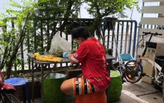 A child eats a meal at The Hub in Bangkok.