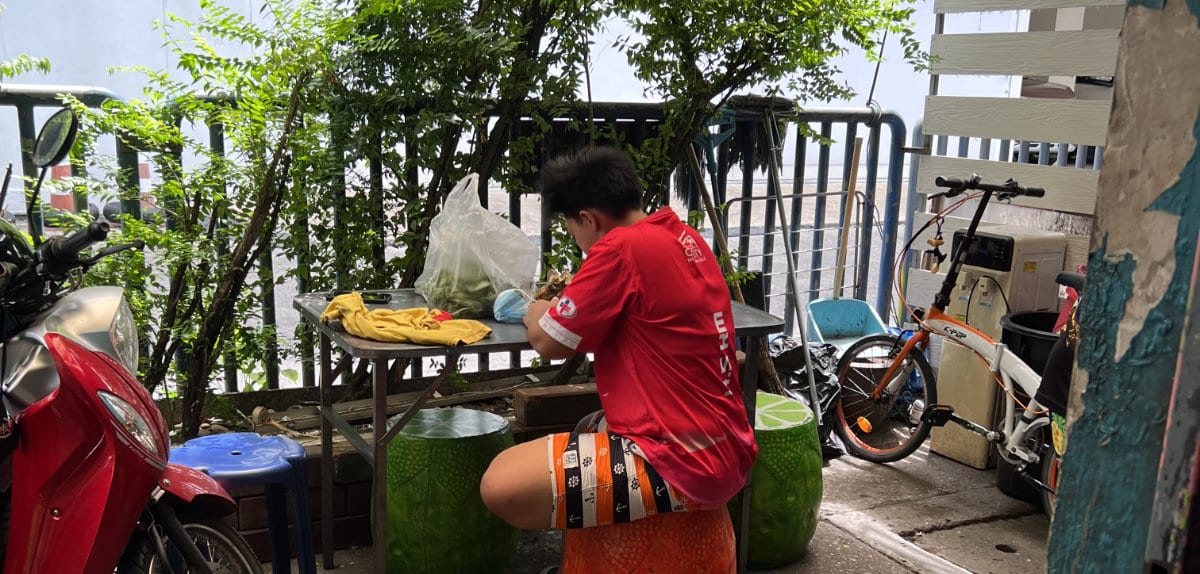 A child eats a meal at The Hub in Bangkok.