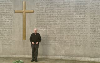 Rev. Bill Crews in front of the 1916 Memorial in Dublin, Ireland.