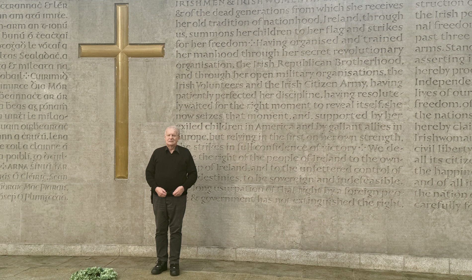 Rev. Bill Crews in front of the 1916 Memorial in Dublin, Ireland.