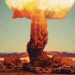 A nuclear explosion in the desert.